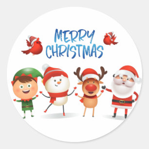 Christmas Rudolf The Reindeer and Friends Classic Round Sticker