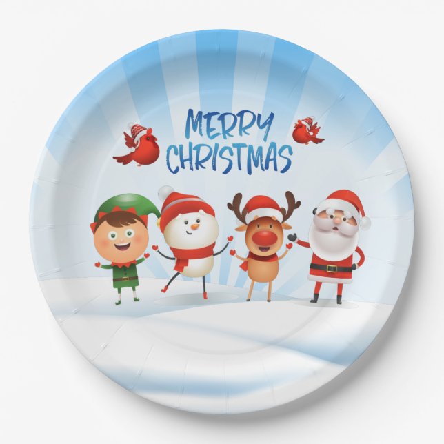 Christmas Rudolf The Reindeer and Friends  Paper Plate (Front)
