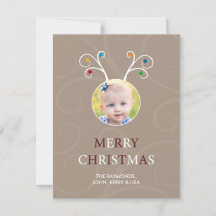 Christmas Rudolph Cute Photo Kids Card