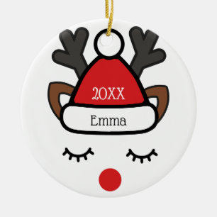 Christmas Rudolph fun Custom Name and Photo Ceramic Tree Decoration