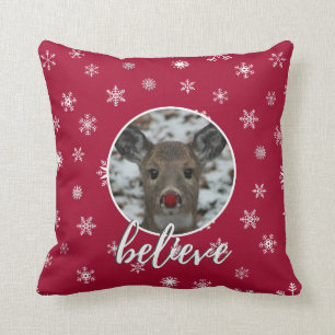 Christmas Rudolph Pillow   Believe Throw Pillow