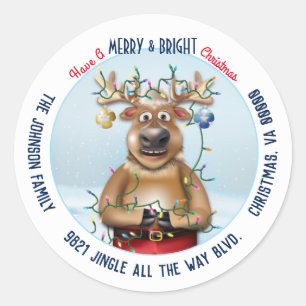 Christmas Rudolph The Red Nose Reindeer Address Classic Round Sticker