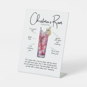 Christmas Rum Cocktail Pedestal Sign