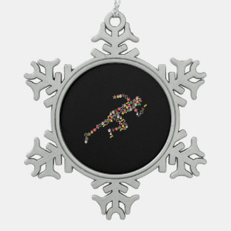 Christmas Runner Snowflake Pewter Christmas Ornament