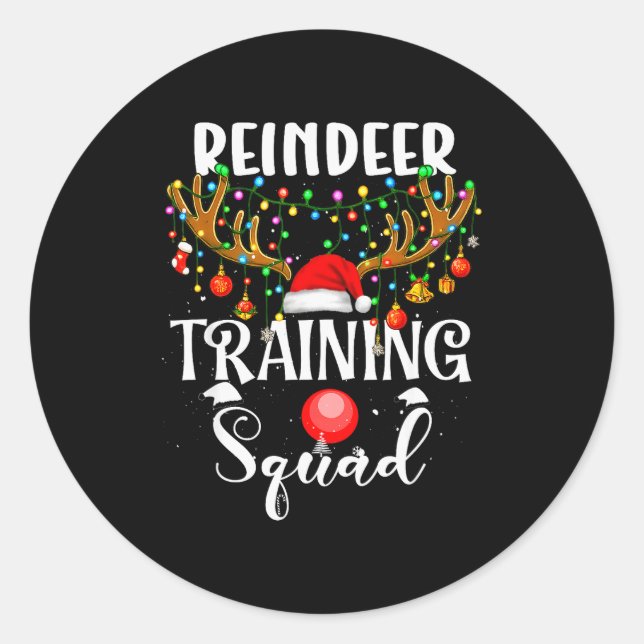 Christmas Running Reindeer Runner Training Squad T Classic Round Sticker (Front)