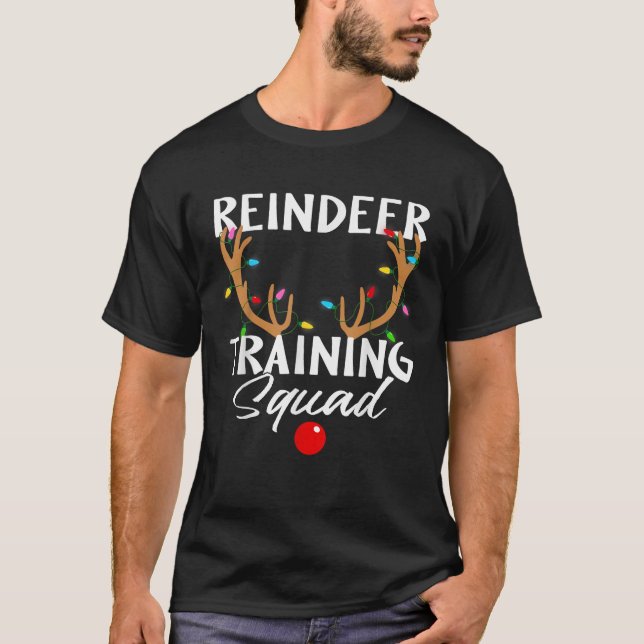 Christmas Running Reindeer Runner Training Squad T T-Shirt (Front)