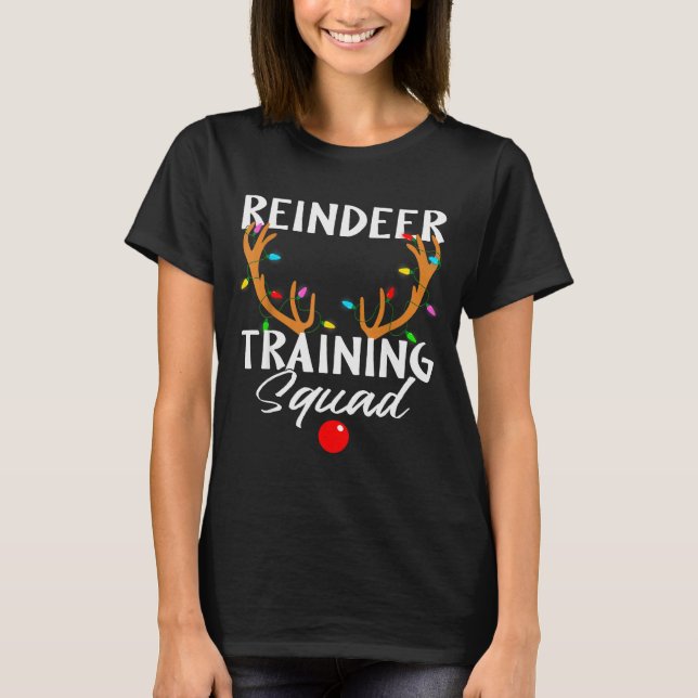 Christmas Running Reindeer Runner Training Squad T T-Shirt (Front)