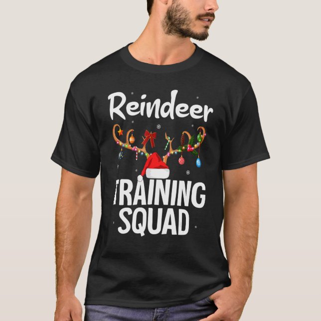 Christmas Running  Reindeer Training Squad Team Fa T-Shirt (Front)