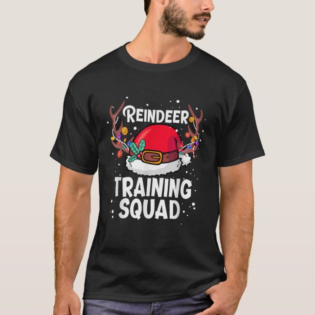Christmas Running Santa Reindeer Training Squad Xm T-Shirt (Front)