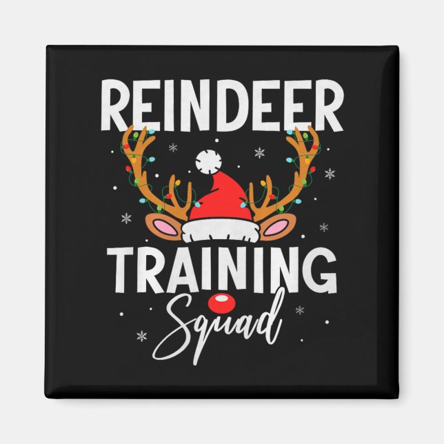 Christmas Running Team Funny Reindeer Training Squ Magnet (Front)