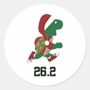 Christmas Running Turtle 26.2 Classic Round Sticker