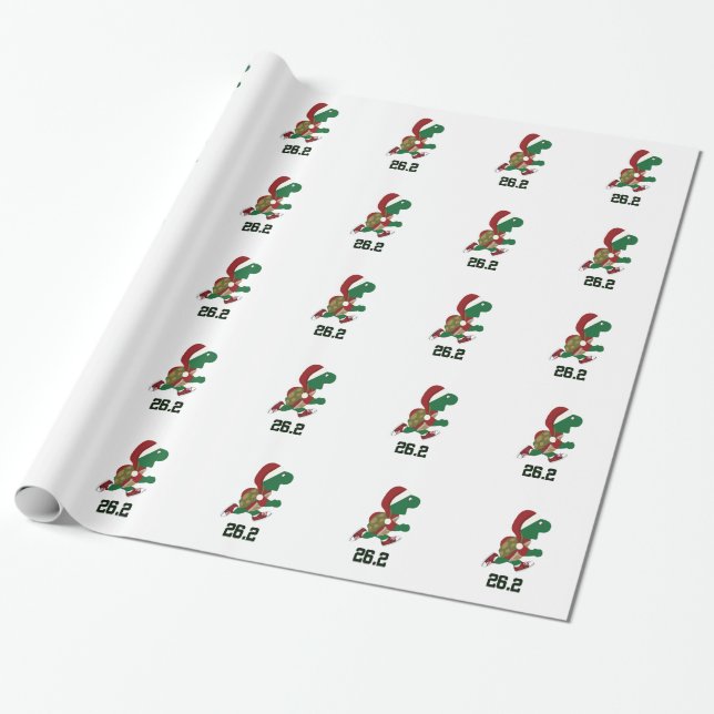 Christmas Running Turtle 26.2 Wrapping Paper (Unrolled)