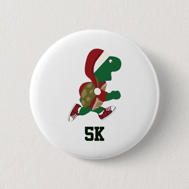 Christmas Running Turtle 5K 6 Cm Round Badge (Front)