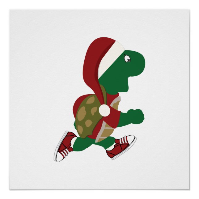 Christmas Running Turtle Poster (Front)