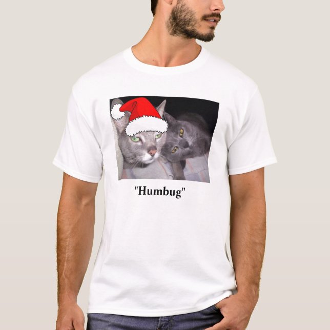 Christmas Russian Blue Cat T-Shirt (Front)