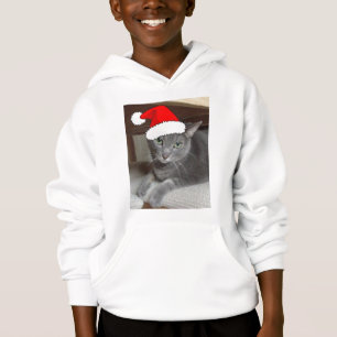 Christmas Russian Blue Grey Cat