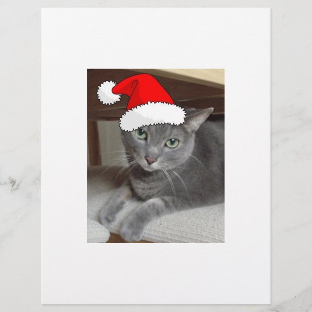 Christmas Russian Blue Grey Cat Flyer (Front)