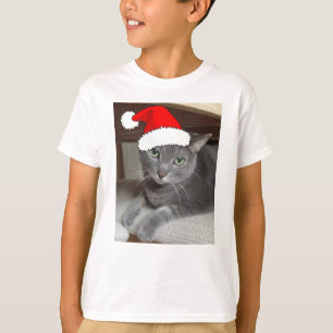 Christmas Russian Blue Grey Cat T-Shirt