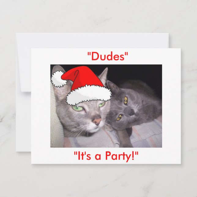 Christmas Russian Blue Grey Cats Holiday Card (Front)