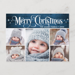 Christmas Rustic 5 PHOTO Greeting Holiday Postcard