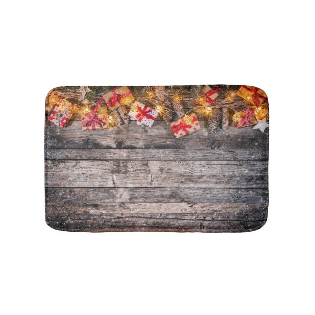 Christmas rustic background, wooden planks. bath mat (Front)