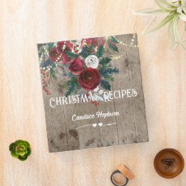 Christmas Rustic Barn Personalised Recipes 3 Ring Binder