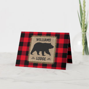 Christmas Rustic Bear Farmhouse Family Name Holiday Card