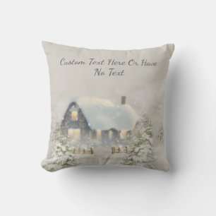 Christmas Rustic Cabin Winter Snow Woodland Forest Cushion