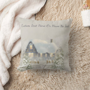 Christmas Rustic Cabin Winter Snow Woodland Forest Cushion