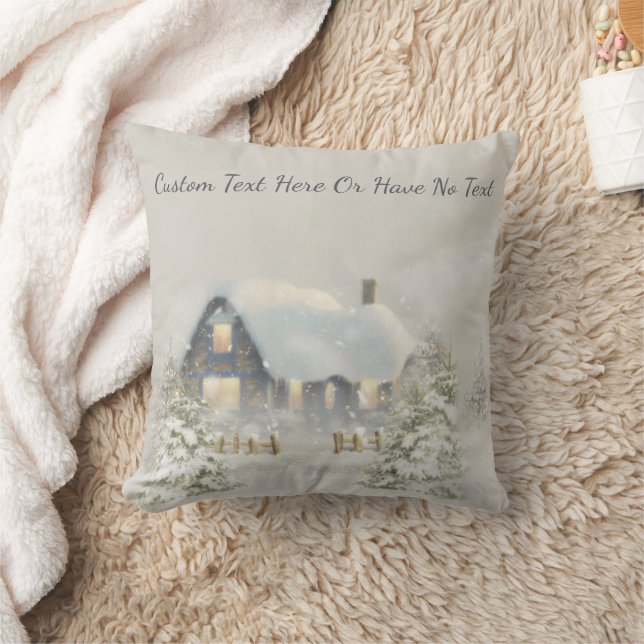 Christmas Rustic Cabin Winter Snow Woodland Forest Cushion (Blanket)