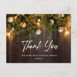 Christmas Rustic Corporate Holiday Thank You Card