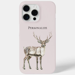 Christmas Rustic Deer Blush Pink Personalised iPhone 15 Pro Max Case