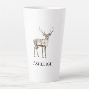 Christmas Rustic Deer Name Latte Mug