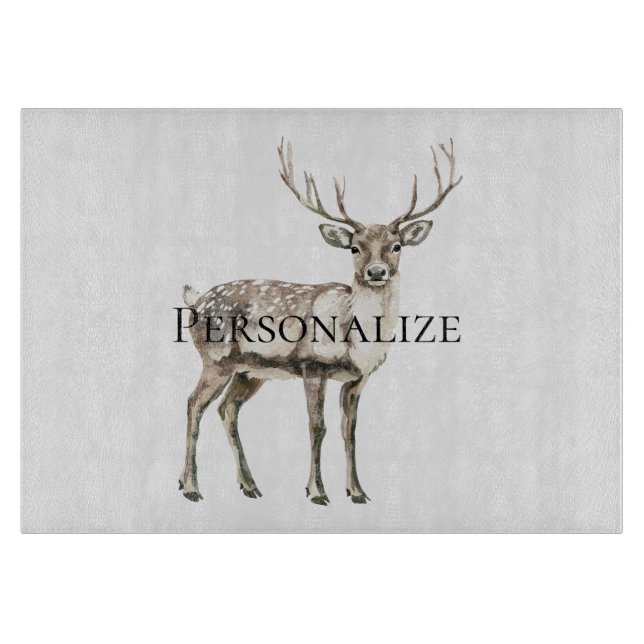 Christmas Rustic Deer Personalised Cutting Board (Front)