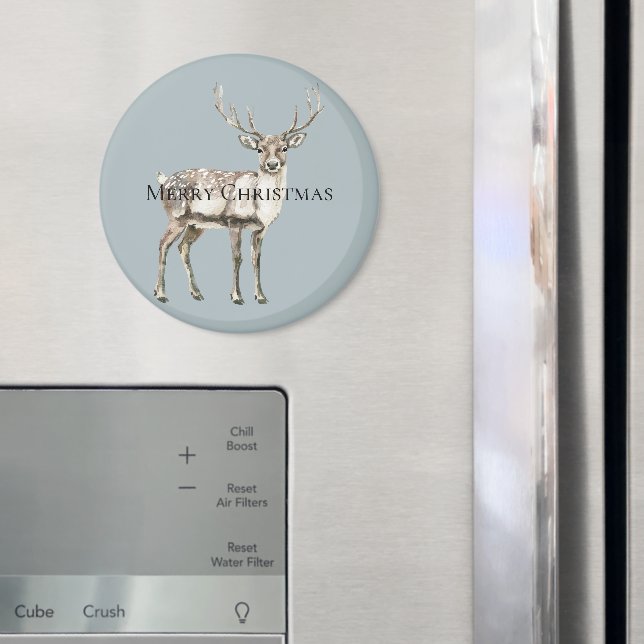 Christmas Rustic Deer Pine Green Magnet (In Situ (Fridge))