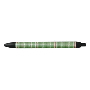 Christmas Rustic Farmhouse Green Holiday Plaid Black Ink Pen