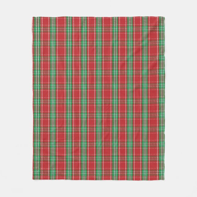 Christmas Rustic Farmhouse Holiday Red Plaid Fleece Blanket (Front)