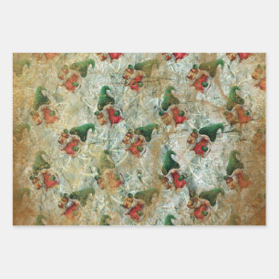 Christmas Rustic Gnome With Lantern Tree Pattern Wrapping Paper Sheet