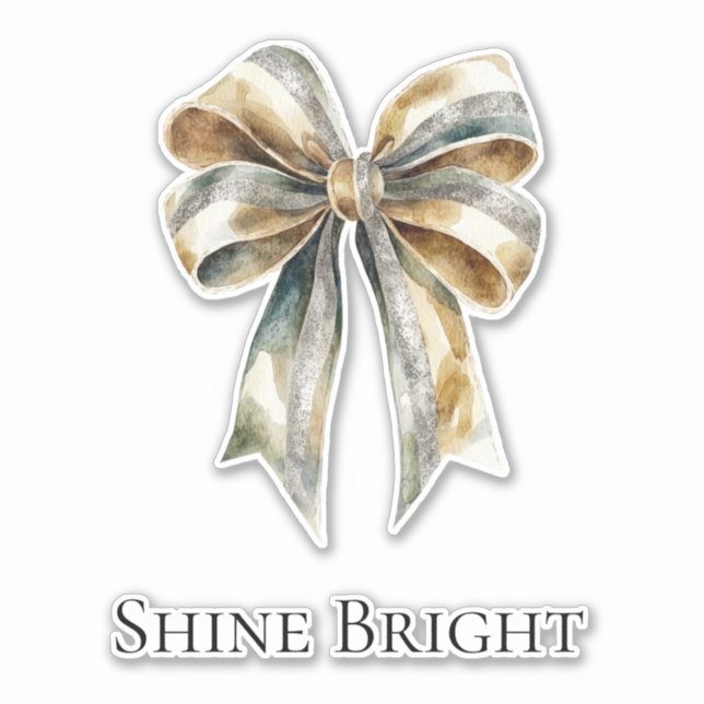 Christmas Rustic Green Gold Bow Personalised (Front)