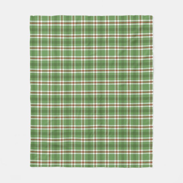 Christmas Rustic Green Holiday Farmhouse Plaid Fleece Blanket (Front)