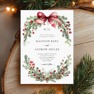 Christmas Rustic Greenery Wedding  Invitation