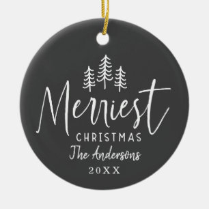 Christmas rustic hand drawn tree  ceramic tree decoration