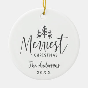 Christmas rustic hand drawn tree ceramic tree decoration