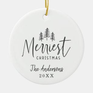 Christmas rustic hand drawn tree photo ceramic tree decoration