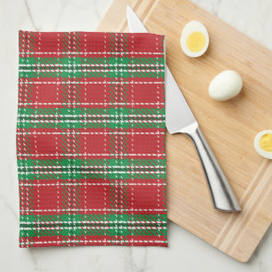 Christmas Rustic Holiday Red Farmhouse Plaid Tea Towel