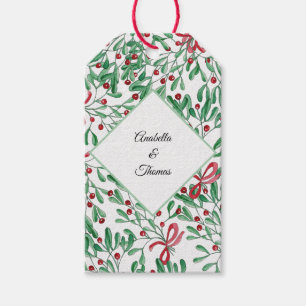 Christmas Rustic Mistletoe Watercolor Hand-painted Gift Tags