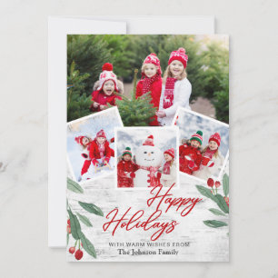 Christmas Rustic Photo Collage Family Holiday Card