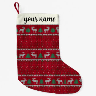 christmas Rustic Red and Green personalized small Stocking