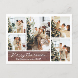  Christmas Rustic Reindeer Family Photo Collage Holiday Postcard