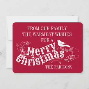 Christmas rustic typography vintage red holiday card